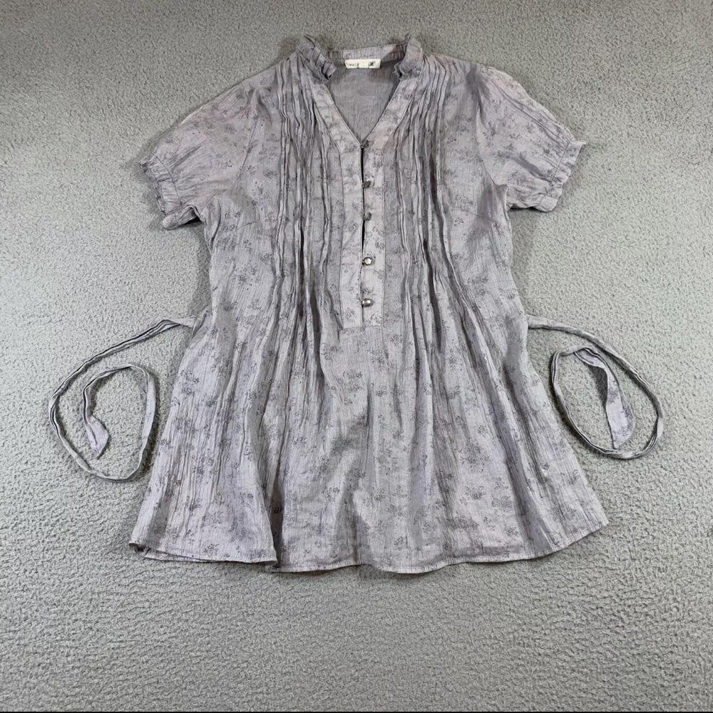 Y2K Mine Shortsleeve Button Up Blouse Women Size Large